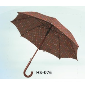 Parapluie droit à arbre ouvert en bois (HS-076)